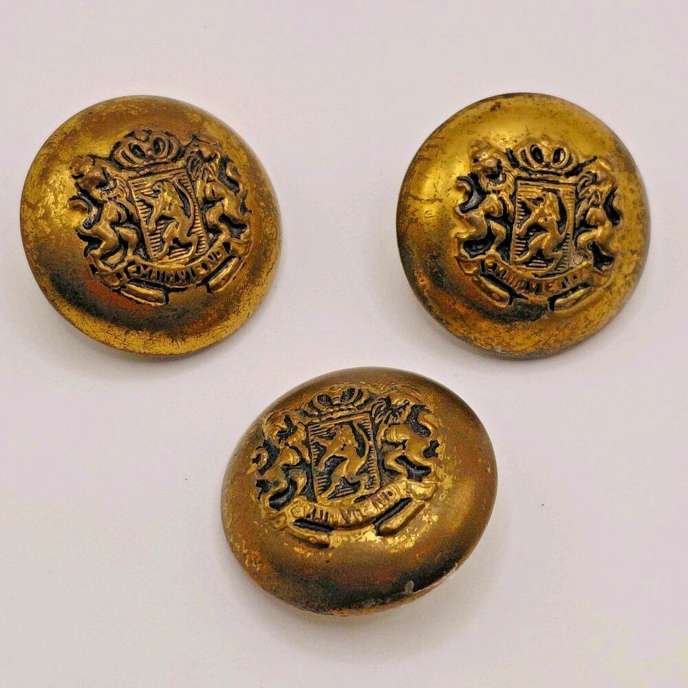 Set of 3 1930's Dutch Netherlands Officer's Gold Button size about 24 mm